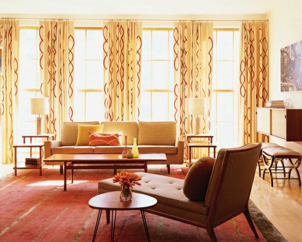 Inredningstrend - orange gula gardiner väggfärg