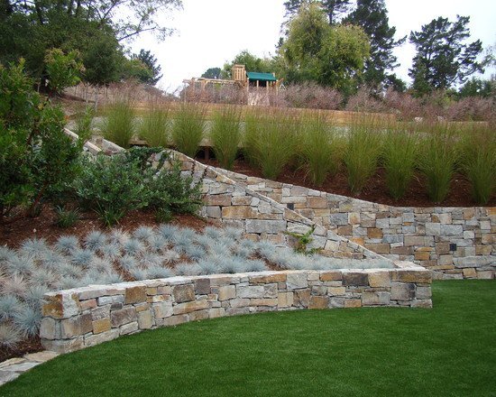 sluttningar trädgård nivåer definiera stödmur väggsten prydnadsgräs