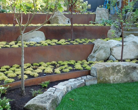 sluttning trädgård plats använd nivåer metall skydd markskydd