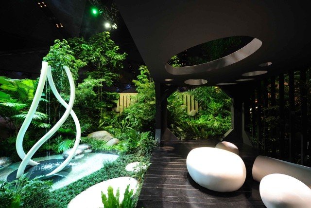 Singapore Garden Festival Landskapsdesign Möbler ovanligt