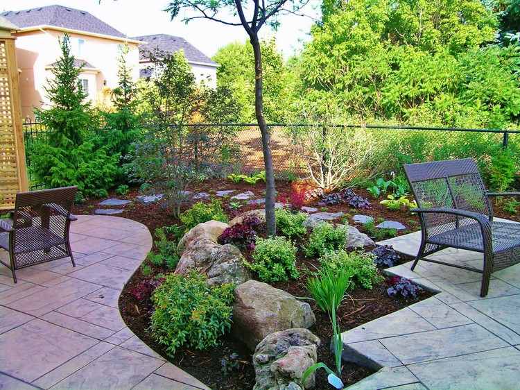 trädgård-utan-gräsmatta-terrass-säng-mulch