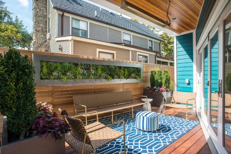 trädgård-terrass-lägg-däck-golv-utomhus-matta-integritetsskydd-vägg grönska
