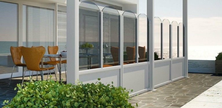 trädgård och balkong vindskydd aluminiumram glas design idé