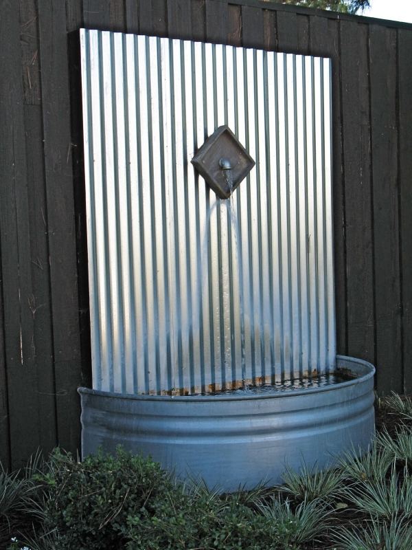 rostfritt stål trädgård fontän idéer vatten funktioner i trädgården