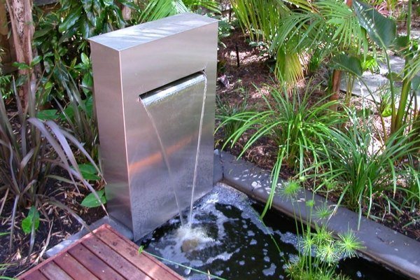Vatten har trädgårdsdesign fontänpelare av rostfritt stål damm