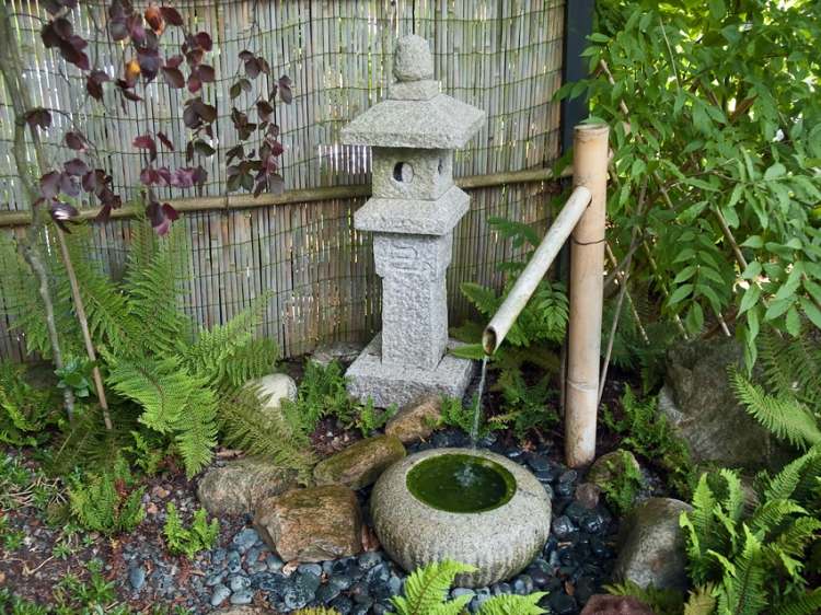trädgård fontän bygga själv bilder asiatisk bambu
