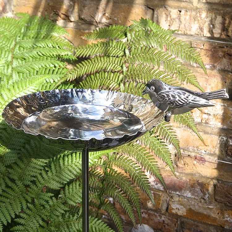 Trädgårdsdekoration av rostfritt stål-figurer i rostfritt stål-fågel vatten-metall-polerat-glansigt
