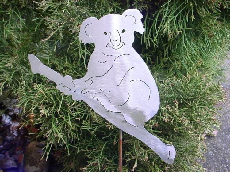 trädgård dekoration-rostfritt stål-rostfritt stål-figurer-koala-trädgård plug-borstad