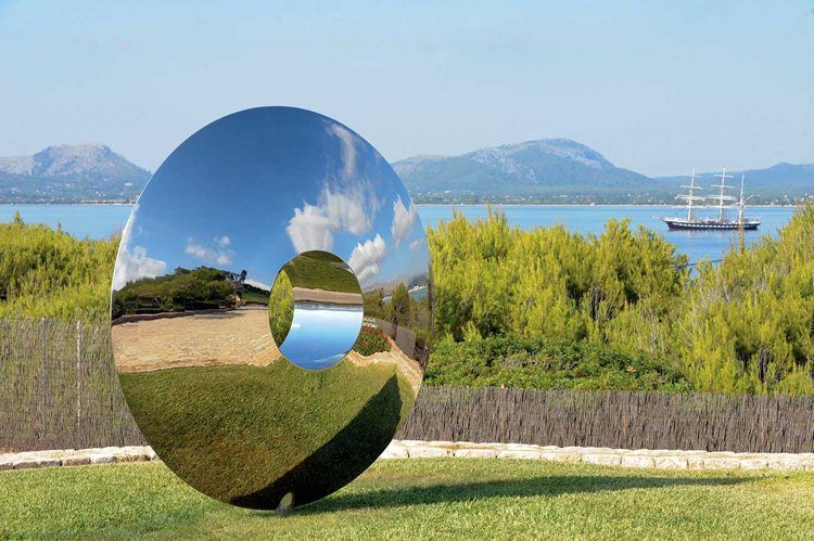 trädgårdsdekoration-rostfritt stål-rostfritt stål-figurer-skulptur-rund-cirkel-metallpolerad