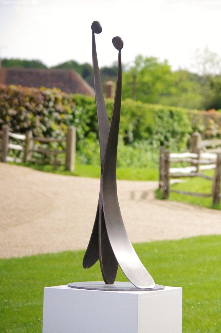 trädgårdsdekoration-rostfritt stål-rostfritt stål-figurer-skulptur-gräsmatta-modernt-par