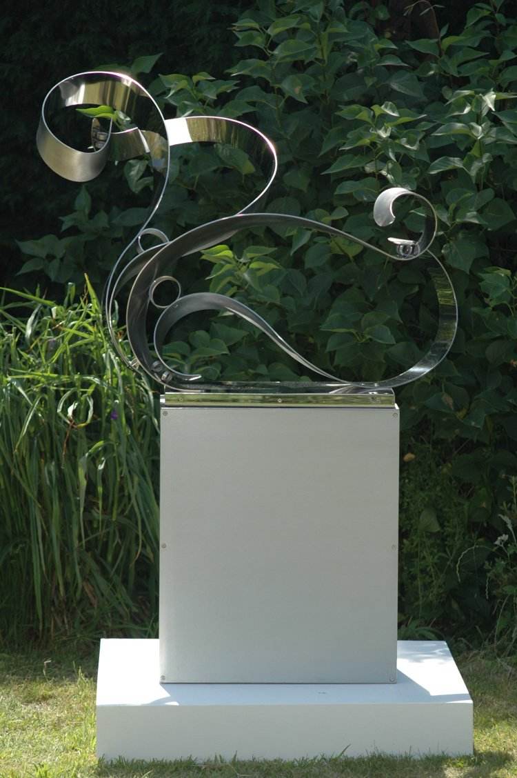 trädgård dekoration-rostfritt stål-rostfritt stål-figurer-skulptur-trädgård-konst-välvd-grund