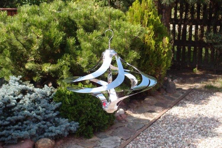 trädgård dekoration-rostfritt stål-rostfritt stål figurer-vindspel-spiral-hängande-utomhus