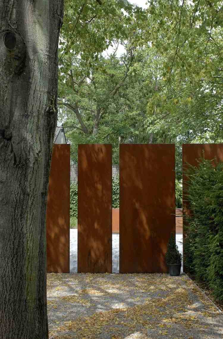 trädgård dekoration-rost-corten-stål-paneler-integritetsskydd
