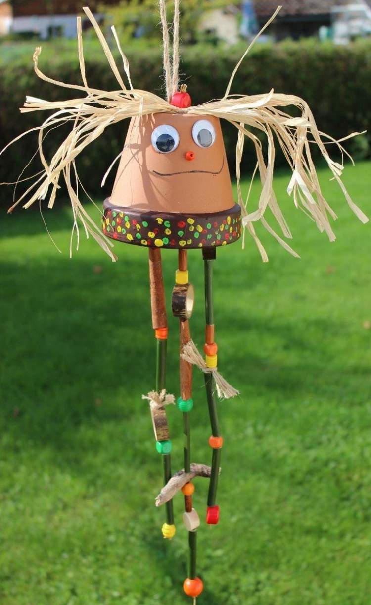Trädgårdsdekoration-lerkrukor-tinker-häng-upp-vindspel