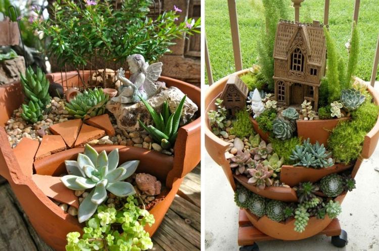 trädgårdsdekoration-lerkrukor-miniatyr-trädgård-älvor