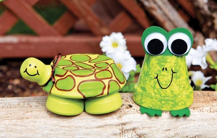 Tinker trädgårdsdekorationer från lerkrukor-djur-sköldpadda-groda