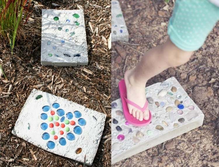 Gör-det-själv-gör-din-egen-stenblock-kakel-barn-tinker-kreativt-trädgård-stig