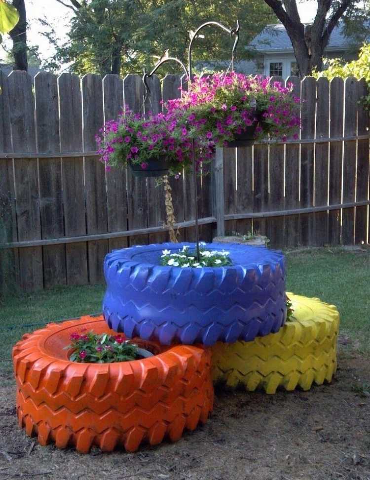 trädgård-dekoration-gör-det-själv-traktor-däck-blomkruka