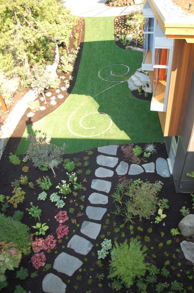 modern trädgårdsdesign 2014 begränsad gräsmatta