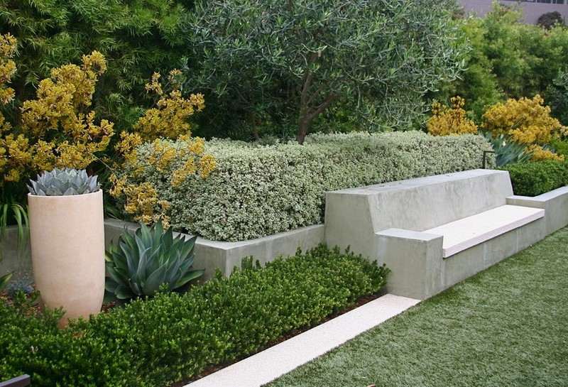Trädgårdsdesign-2015-succulent-betong-bänk-gräsmatta