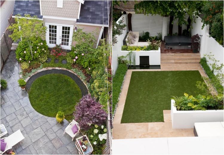 Planera trädgårdsdesign för små trädgårdar som gräsmatta