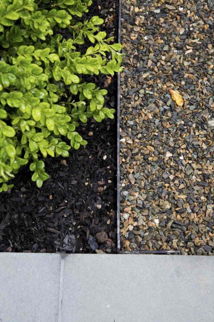sten trädgård-skapa-trädgård-design-grus-grus-färger-kombinera-typer-metallband