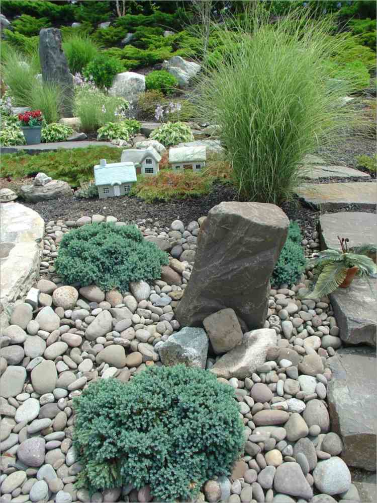 trädgård-design-med-stenar-ziergraeser-buesche-grus-inspiration