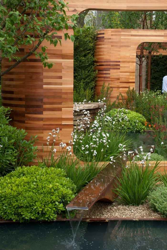 Modern-trädgård design-idéer-trädgård-zen-stil-vatten spel-arkitektur-element