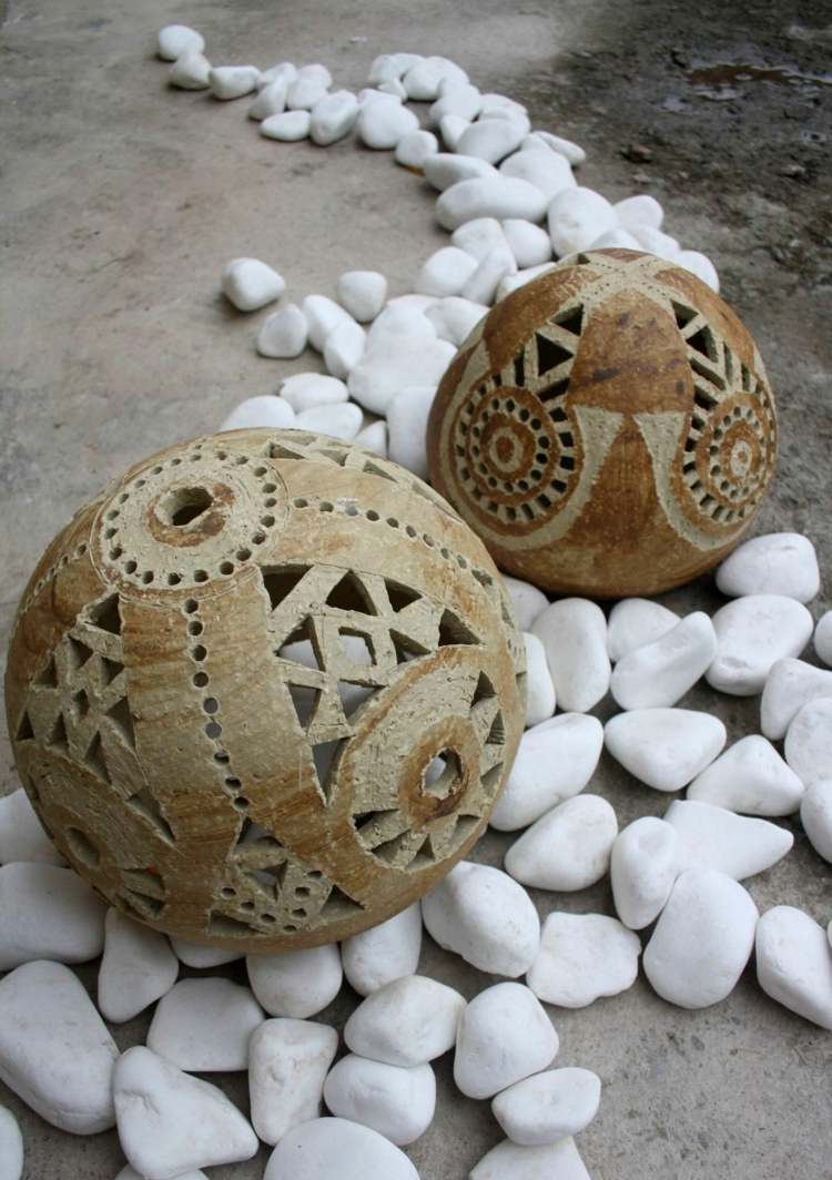 trädgårdskeramik keramikstenar-trädgårdsdekorationer-bollar-hantverk-ornament-figurer-geometriska