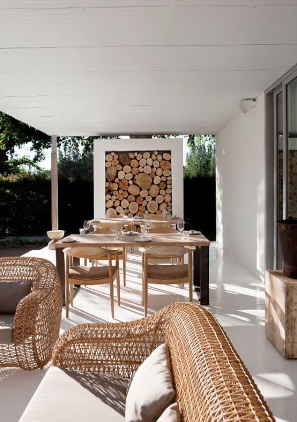 Soffa design rotting teak trä veranda möbler moderna kuddar