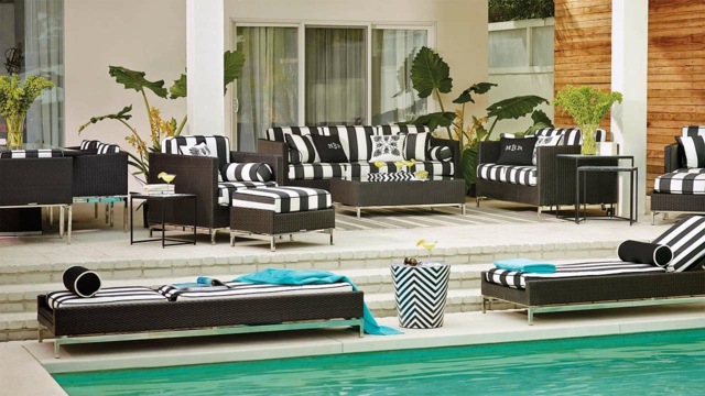Idéer sittgrupp exotisk design pool lounge stol klädsel ränder