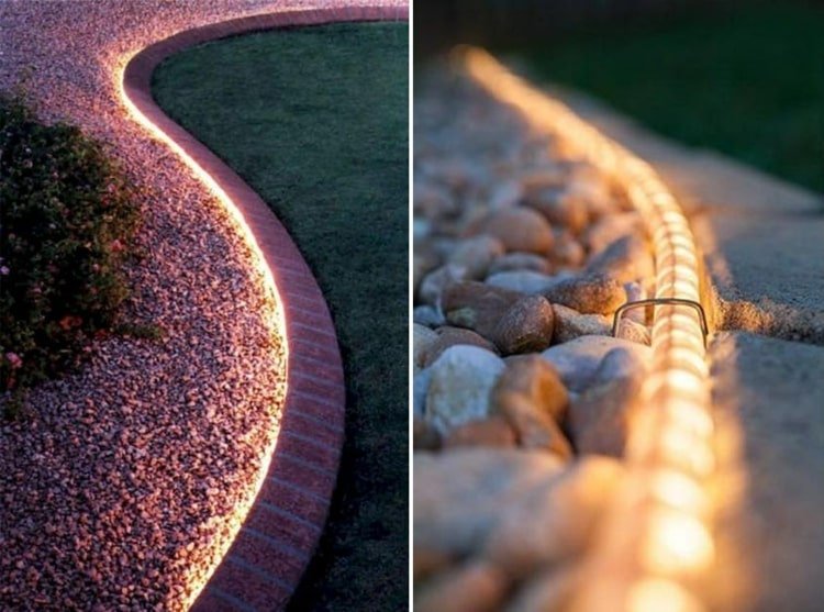 Trädgårdsfestbelysning med LED -rör för trädgårdsvägar