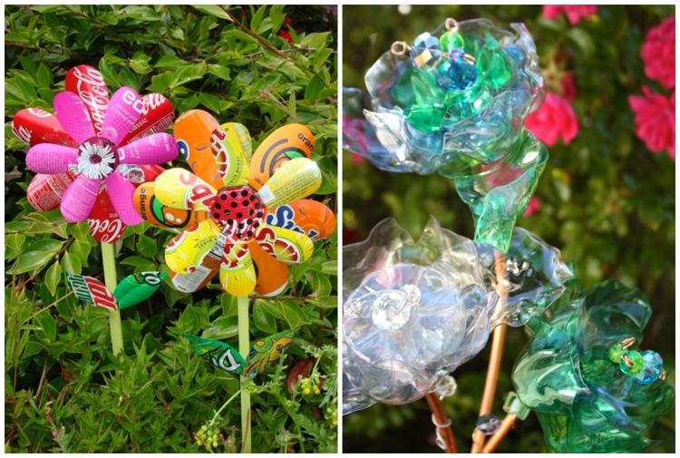 trädgård-plug-gör-det-själv-plast-flaska-blommor