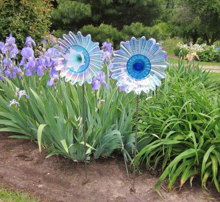 Gör-dig-själv-blå-blommor-glas-transparent-vackert-konstnärligt