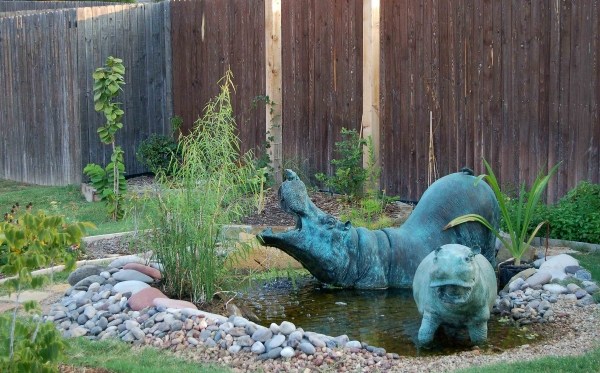 Ställ in trädgård damm dekoration idé skulpturer vatten trädgård