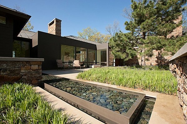 River sten trädgård damm design idéer modern arkitektur