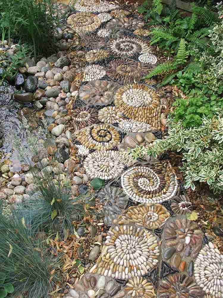 Grusväg i trädgården mönster-sniglar-beige-färg-original-inspiration