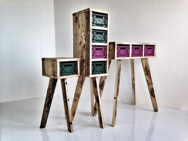 Möbler Euro -pallar träfällbar låddesign Sascha Akkermann