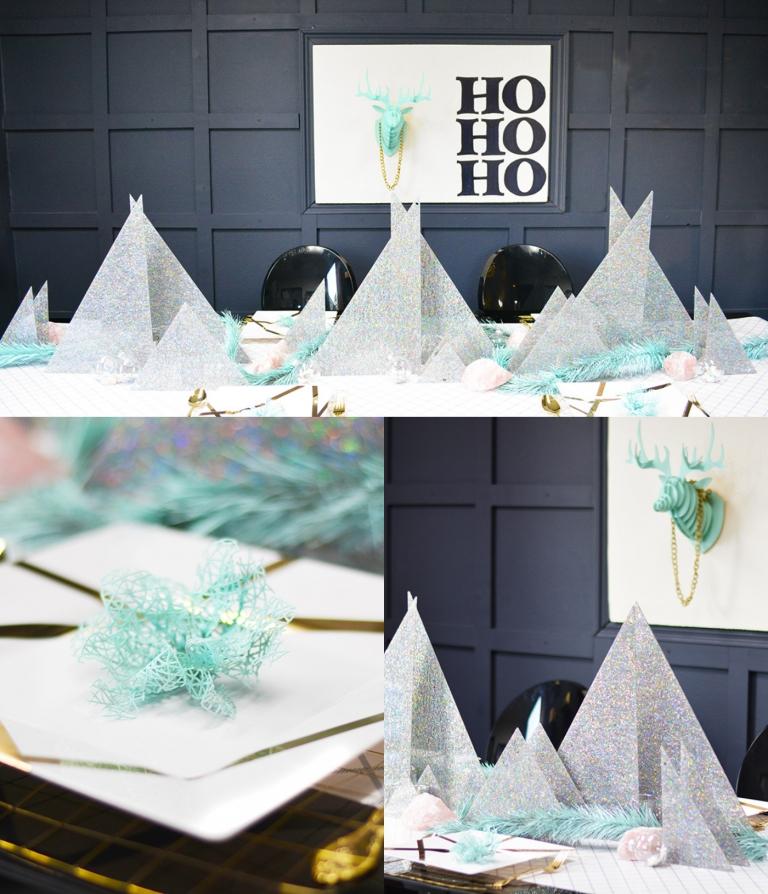 dukat bord för julen moderna bordsdekorationer gjorda av papper festlig hantverk idé