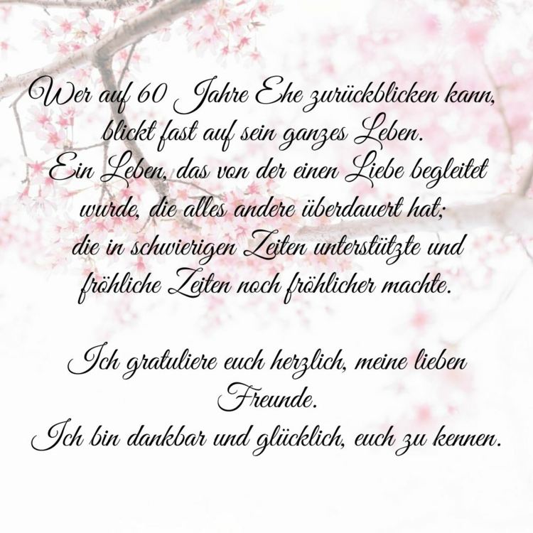 Grattis till diamantbröllopet med ett gratulationskort med vackra ord