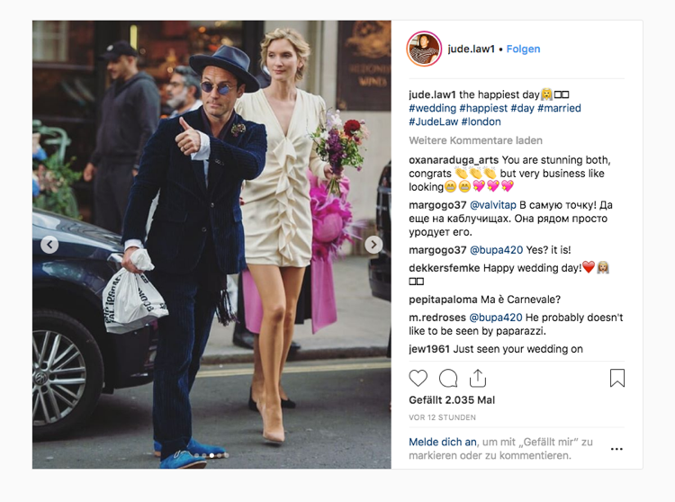 Jude Law gifter sig med Phillipa Coan i London