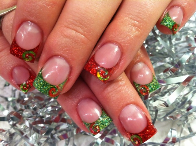 glitter gel manikyr julgrön röd