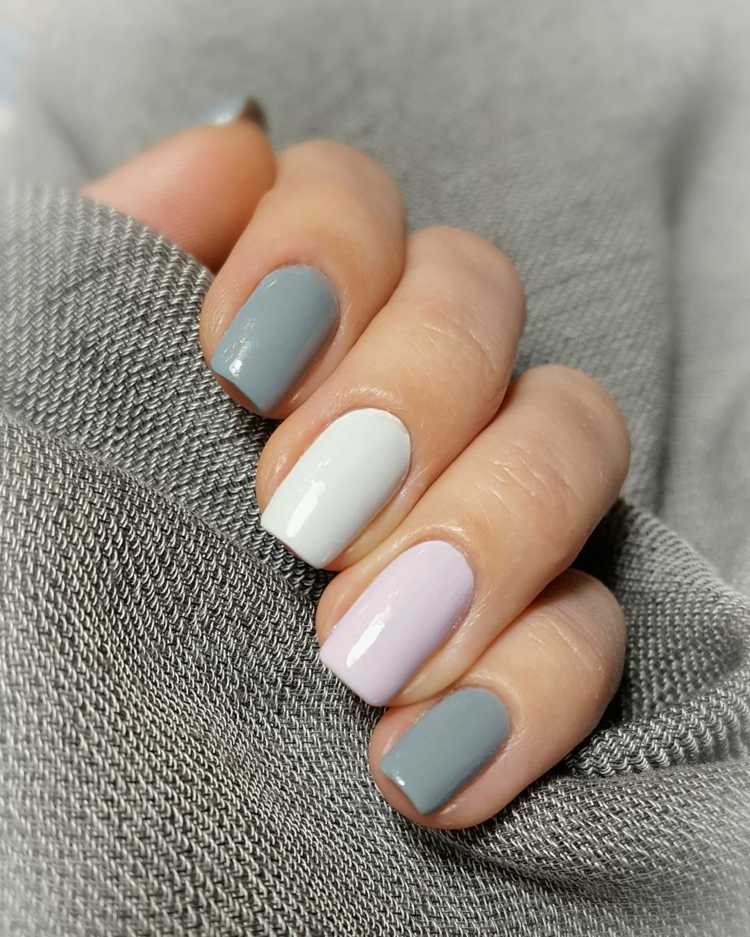 gel naglar grå vit blekrosa rak arkad trendig