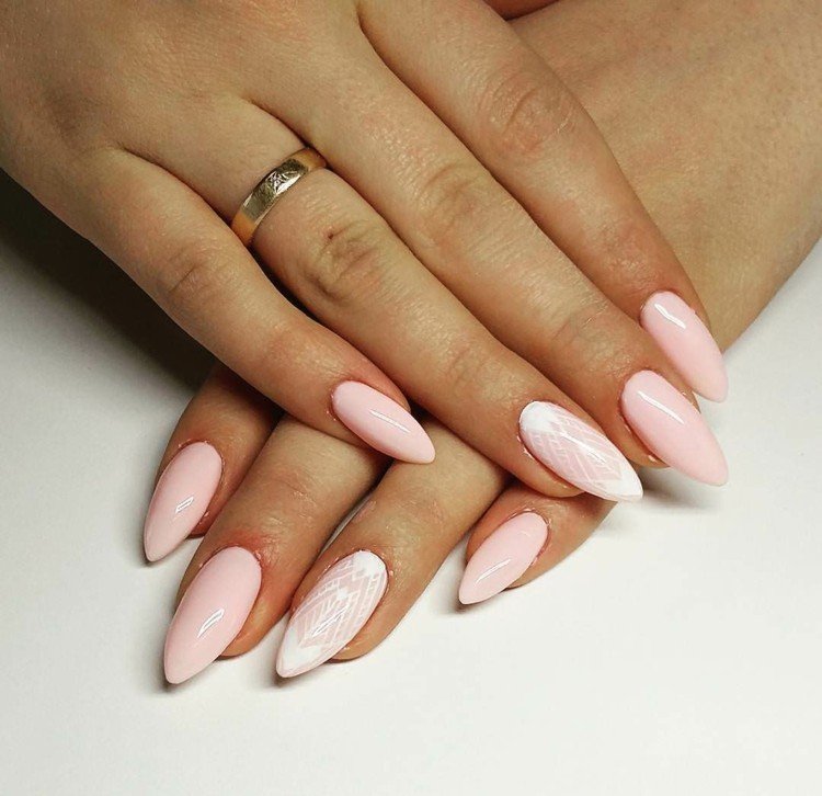 Gel naglar rosa vita gradient naglar i mandel form trend