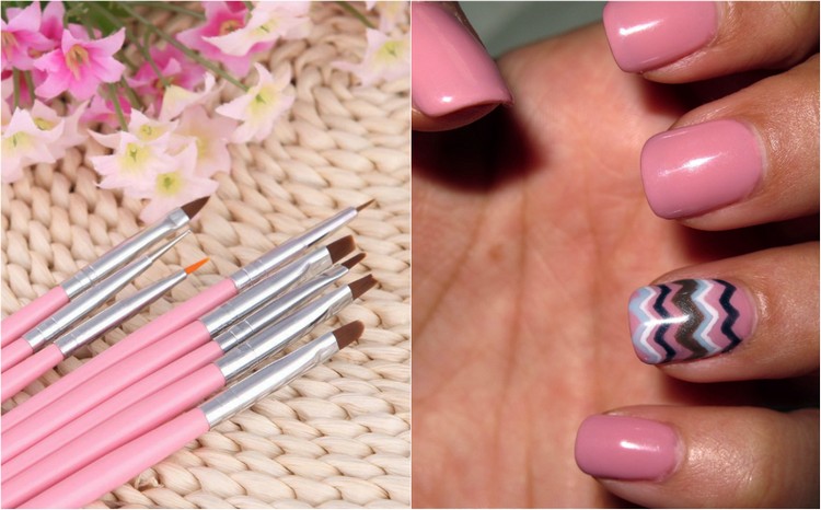 gel-naglar-gör-det-själv-nagelkonst-borste-olika-storlekar-rosa-nagel-design
