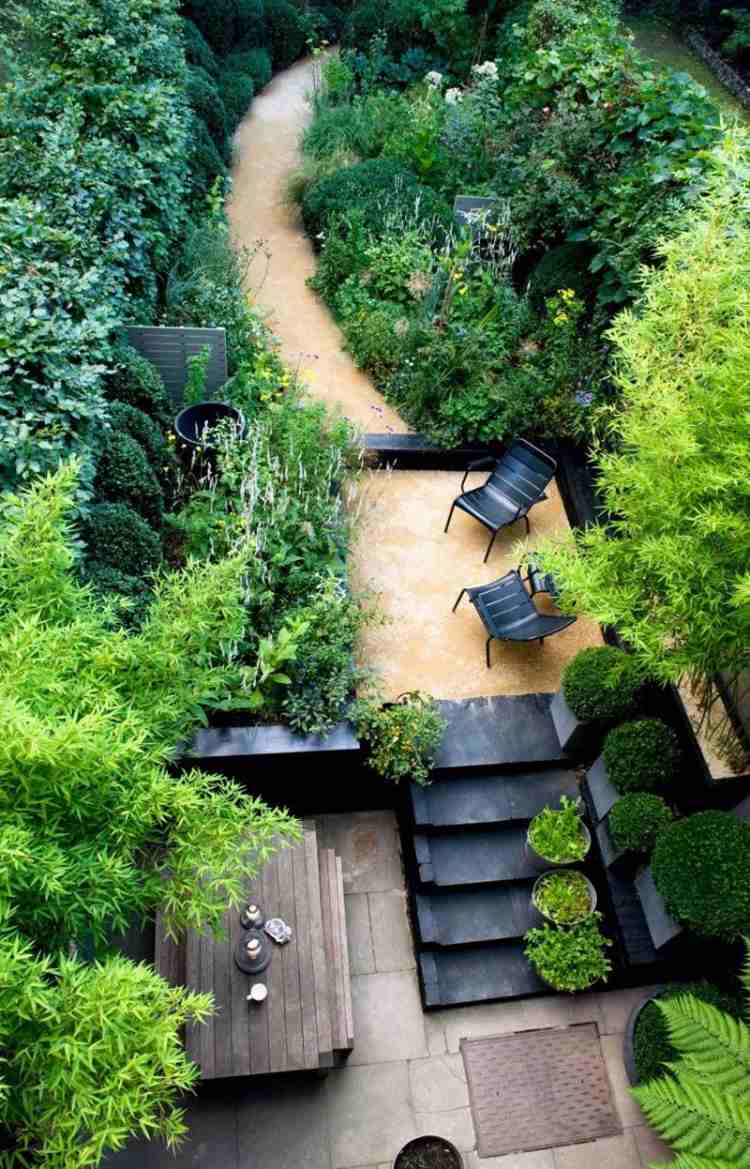 mysig-trädgård-design-utomhus-område-vy-ovan-moderna-gröna-träd