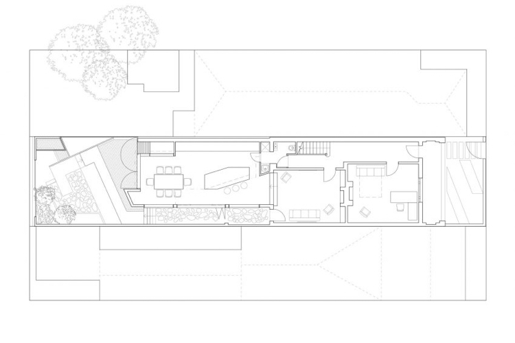 modern-fasad-radhus hus-plan-rum layout-bottenvåning