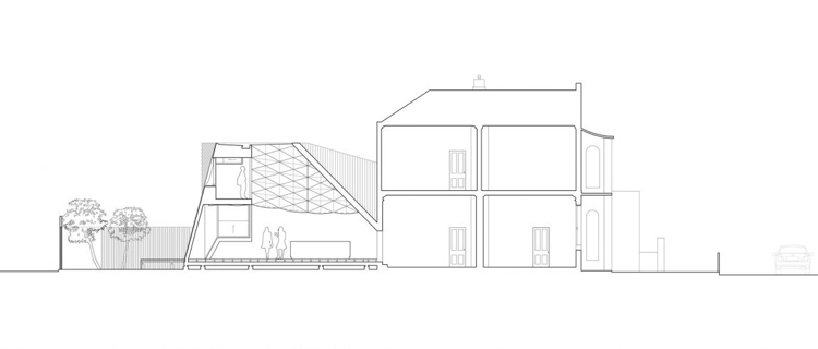 geometriska former-interiör-fasad-radhus-vy-representation