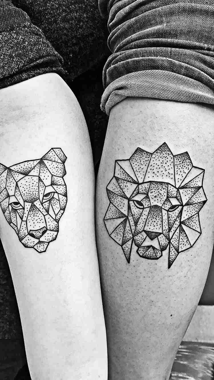 geometriska-tatueringar-prickar-par-tatueringar-lejon-lejoninna
