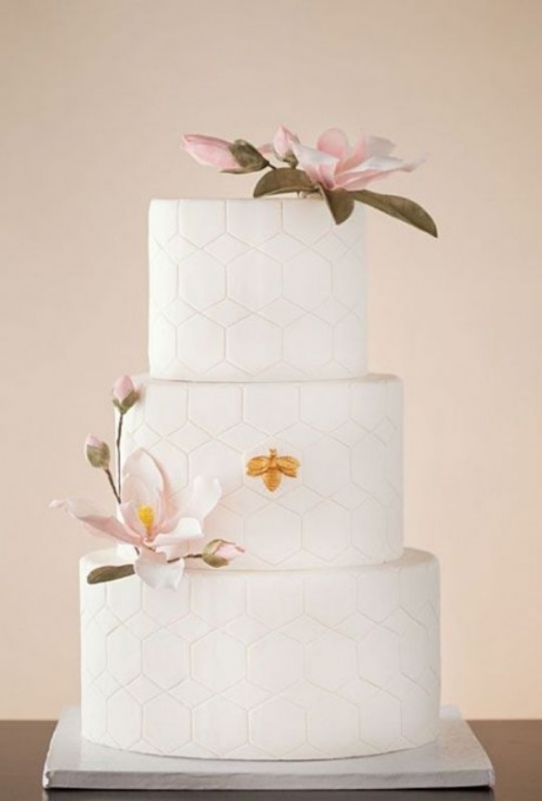 Tårta, bröllop, bivax, vanliga vita blommor